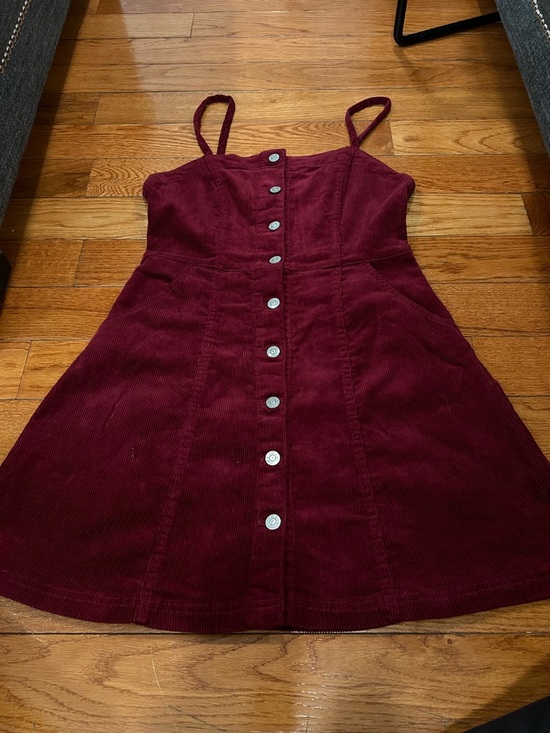 H&M Dresses & Skirts - H&M Burgundy Corduroy Mini Dress Size Small